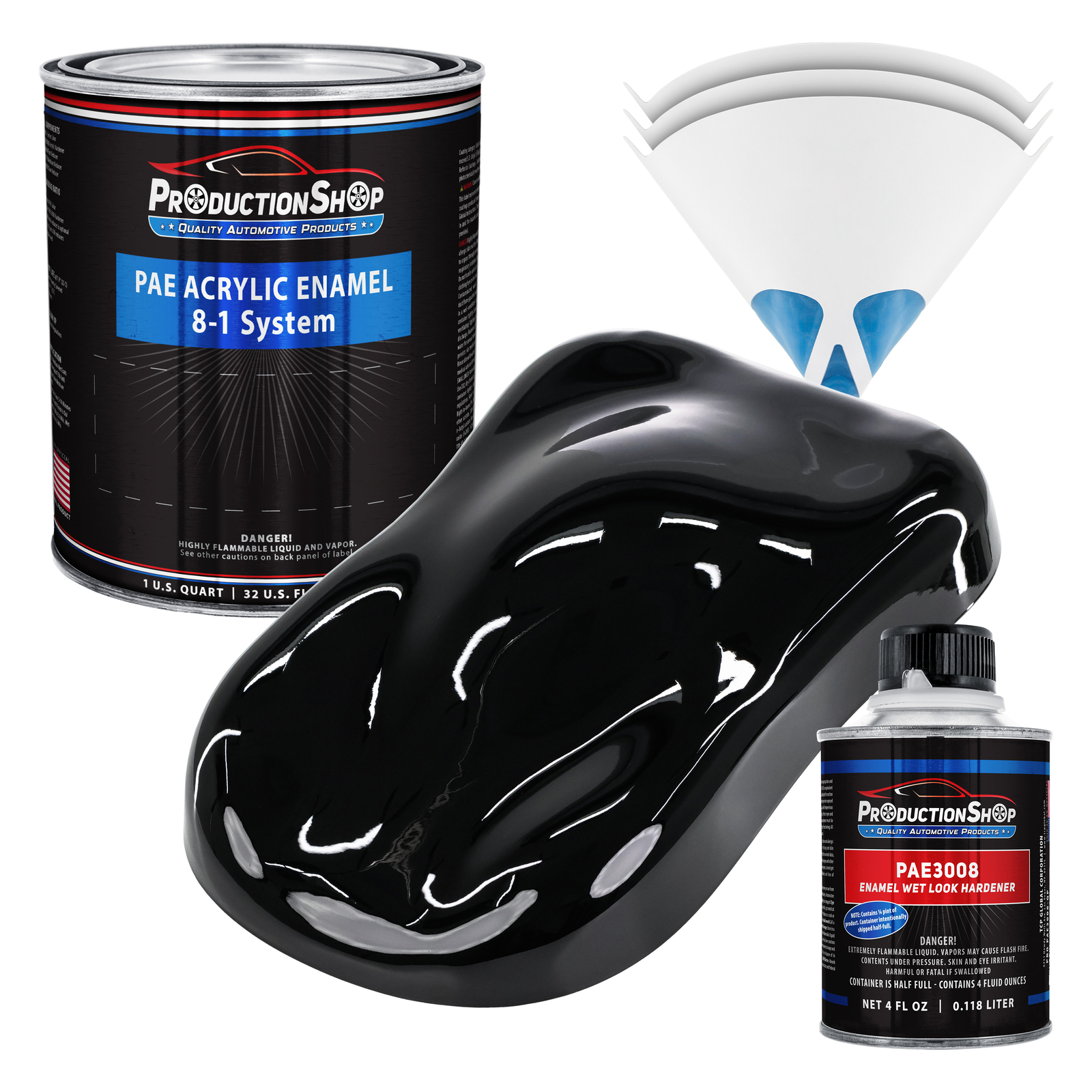 ProductionShop High Gloss Super Jet Black Acrylic Enamel Quart Kit, Auto Paint