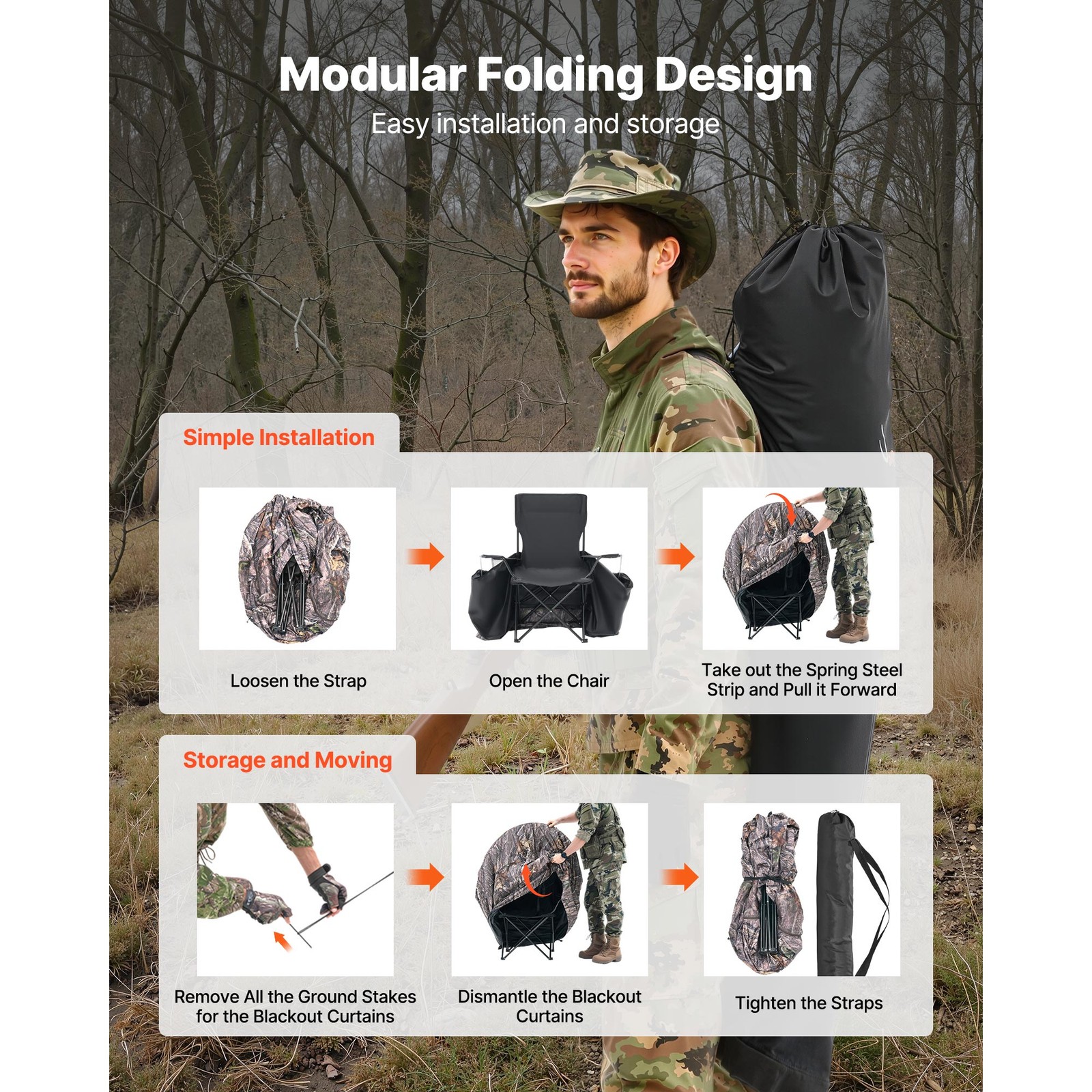 Uimoso Single Person Portable Hunting Blind Ground Deer Duck Blind Carry Bag