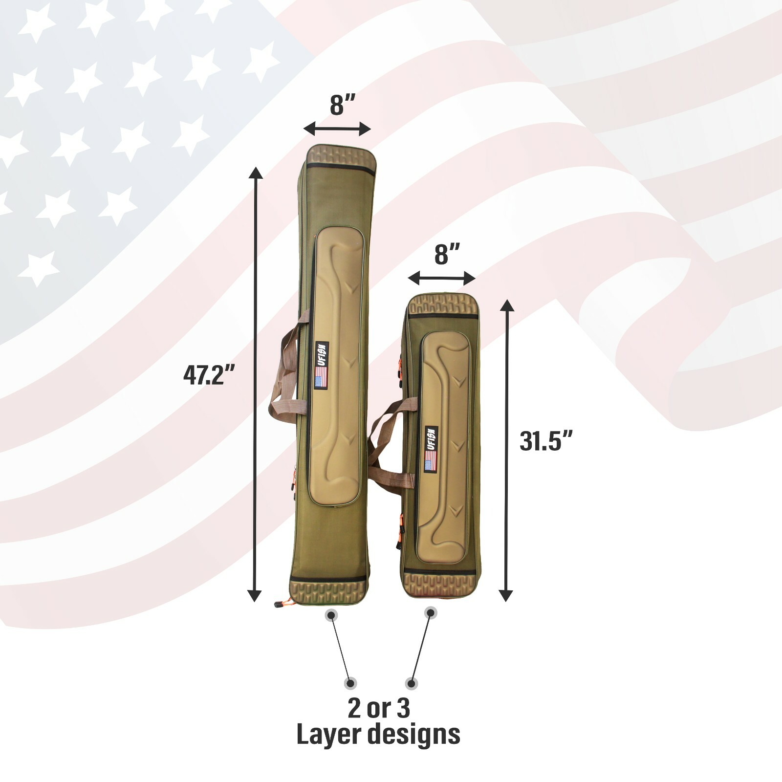 UFISH - Fishing Rod Bag , Pole Travel Case with Tackle Storage , Ice fishing