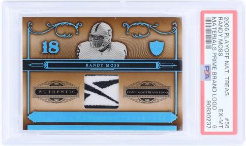 Randy Moss Raiders 2006 Playoff National Treasures GU Reebok #56 7/10 PSA 6 Card