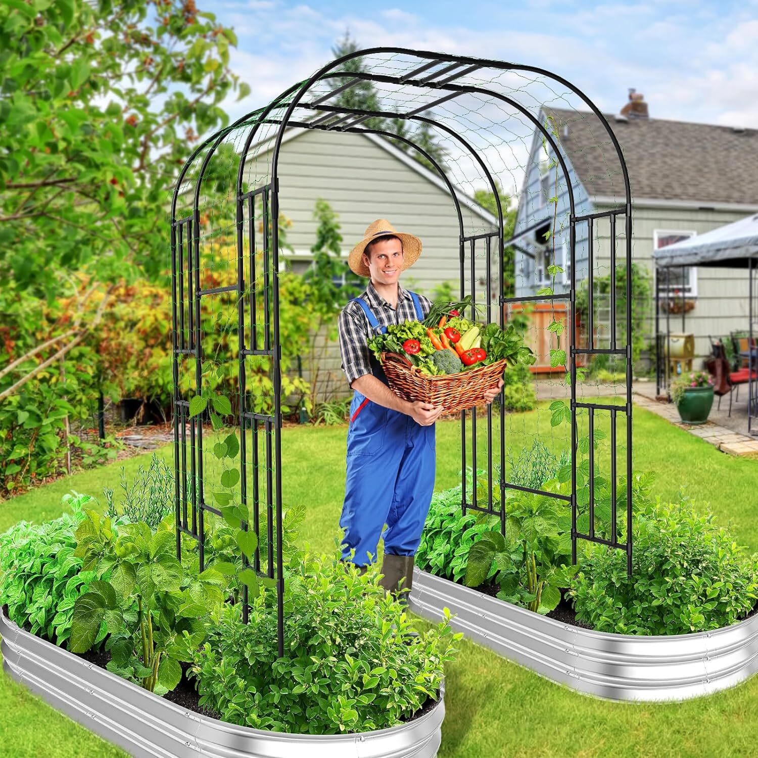 NAIZEA Garden Arch Arbor Trellis Archway Garden Trellis for Lawn, Party Ceremony