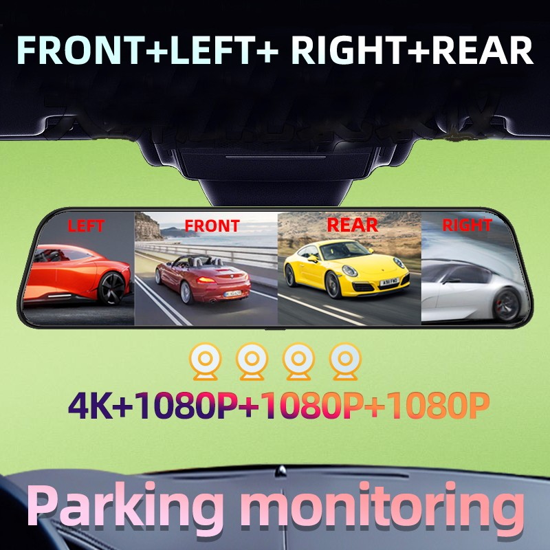 2026 Smart 4K Mirror Dash Cam 4 Channel ADAS BSD WIFI Car Camera Rearview Mirror