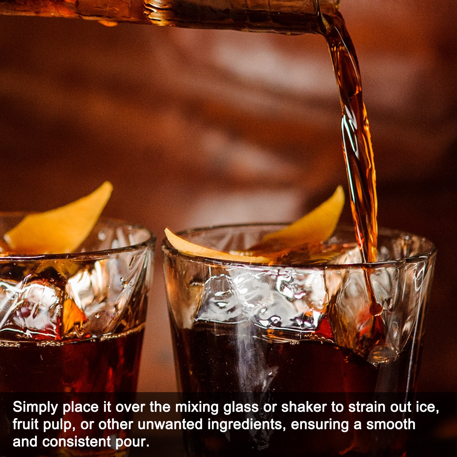 Julep Strainer, 1pcs - Stainless Steel Cocktail Strainer (Gold, 175mm)