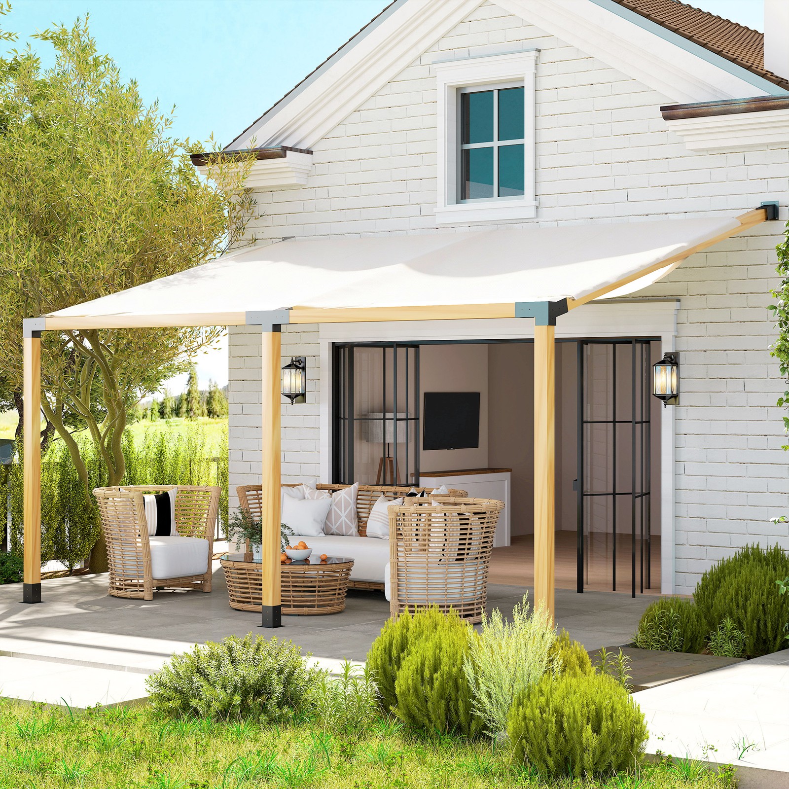 Pergola Brackets, 15° Slanted Roof Pergola Bracket Kit, Black