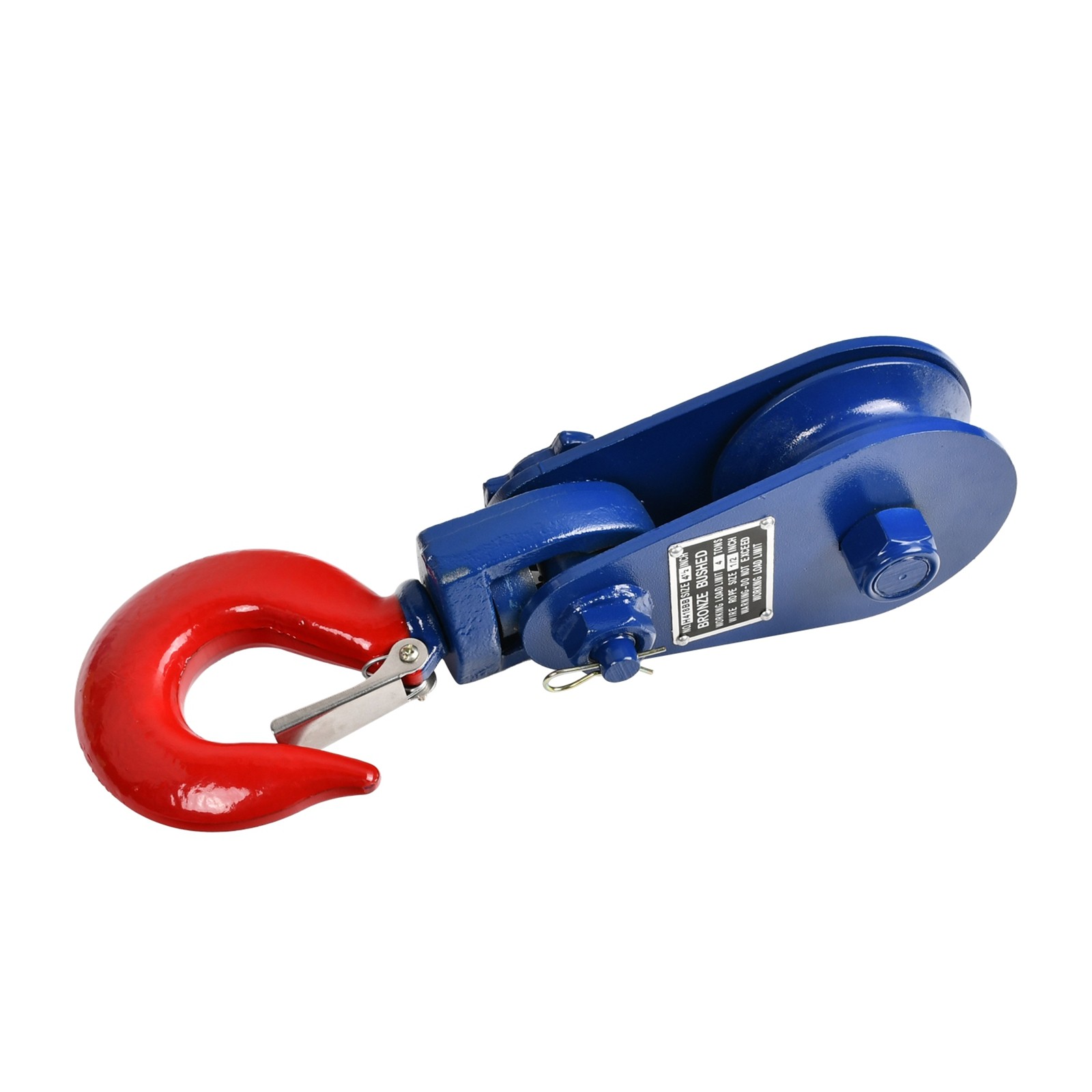 4 Ton Snatch Block 4-1/2" Sheave 1/2" Wire Rope w/Swivel Hook Wrecker Roll Back