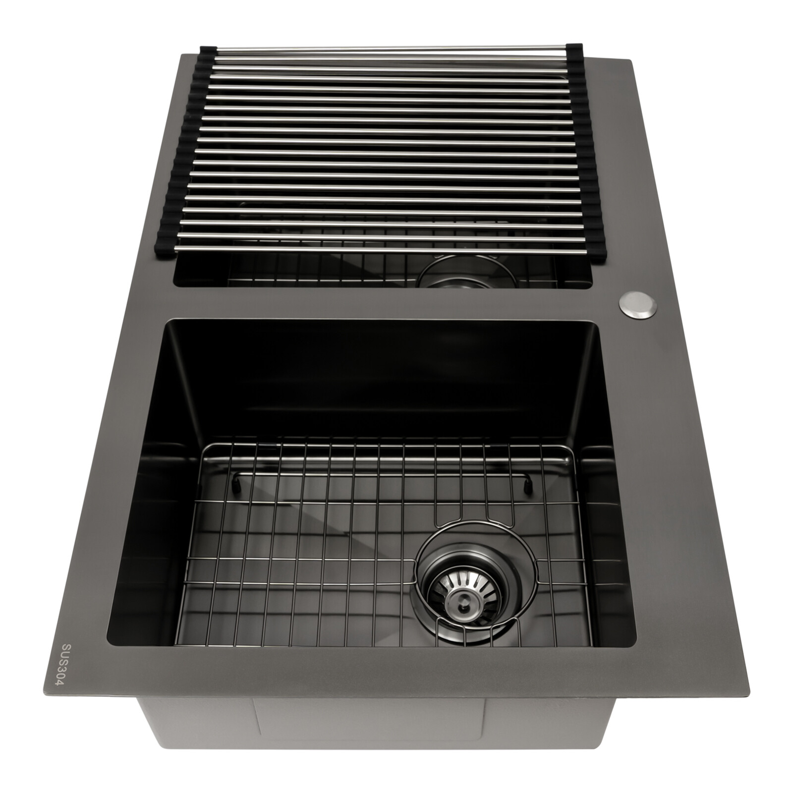 33x22" Drop in Kitchen Sink Double Bowl Gunmetal Black Stainless Steel USA
