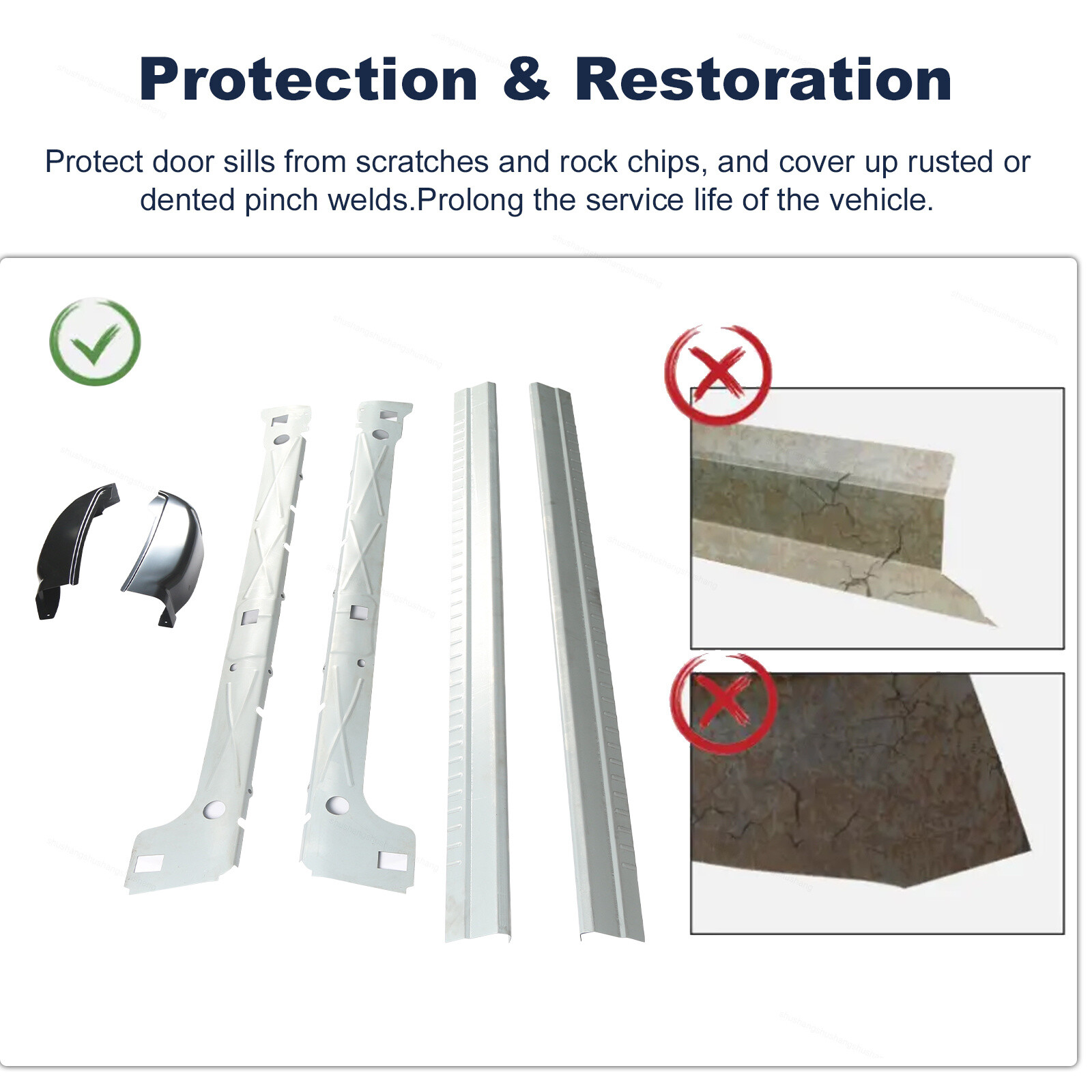 6pcs Rocker Panels Cab Corners Kit Fits 99-07 Silverado Sierra 1500 Extended Cab