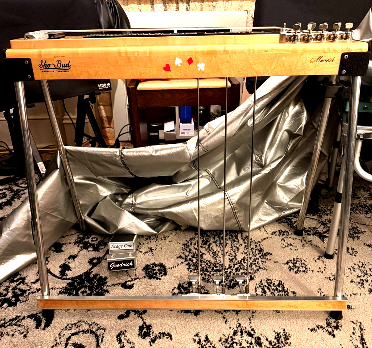 Sho Bud Maverick Pedal Steel Guitar w/Hard Case, Mint Free Knee Lever Kit w/BIN!