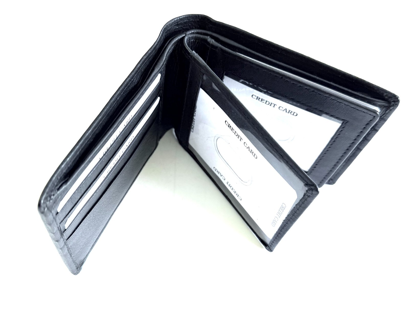 SEDONA® RFID BIFOLD LEATHER WALLET WITH 2 CENTER FLAPS, 3 WINDOWS