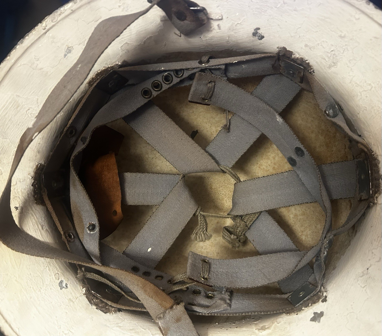 Vintage WWII Metal Helmet O.C.D. Office Civil Defense White Steel Helmet