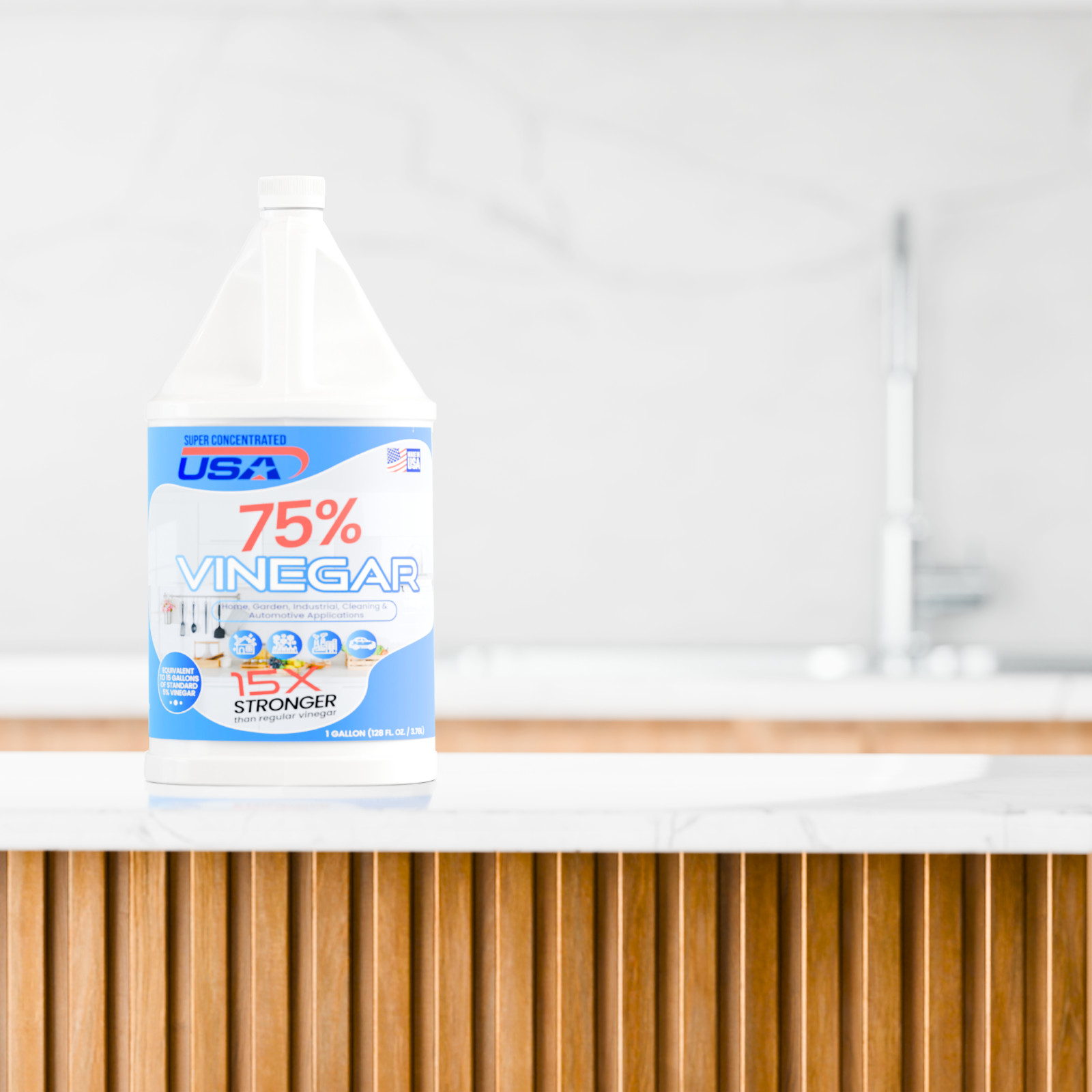 Super Concentrated USA 75% Pure Vinegar - Dilutes to 15 Gallons - 15x Power