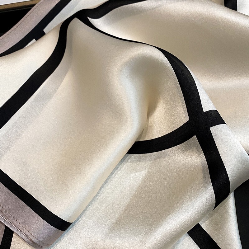 100% Mulberry Silk 27" Square Scarf Women Neckerchief Wrap Fashion Design Check