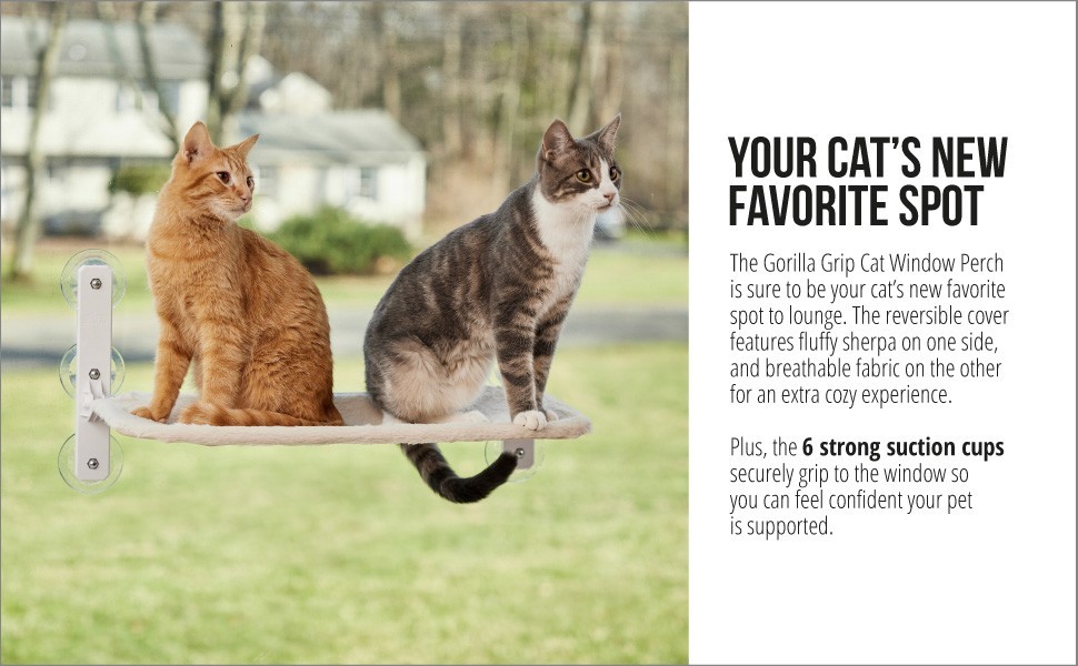 Cat Window Perch, Foldable Hammock Bed with 6 Large Suction Cups, Holds 40lbs, L