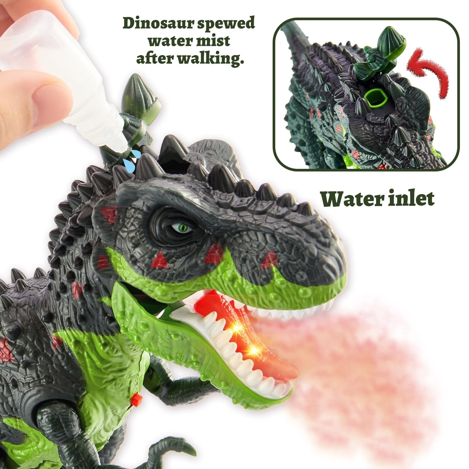 Electric Tyrannosaurus Rex Dinosaur Toy Gift with Spray Mist,Walking,Light,Sound