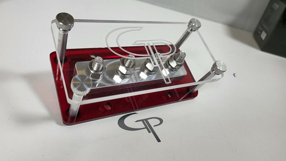 GP 4 Spot Universal Distribution Block Car Audio wire 2/0 1/0 awg gauge red clea