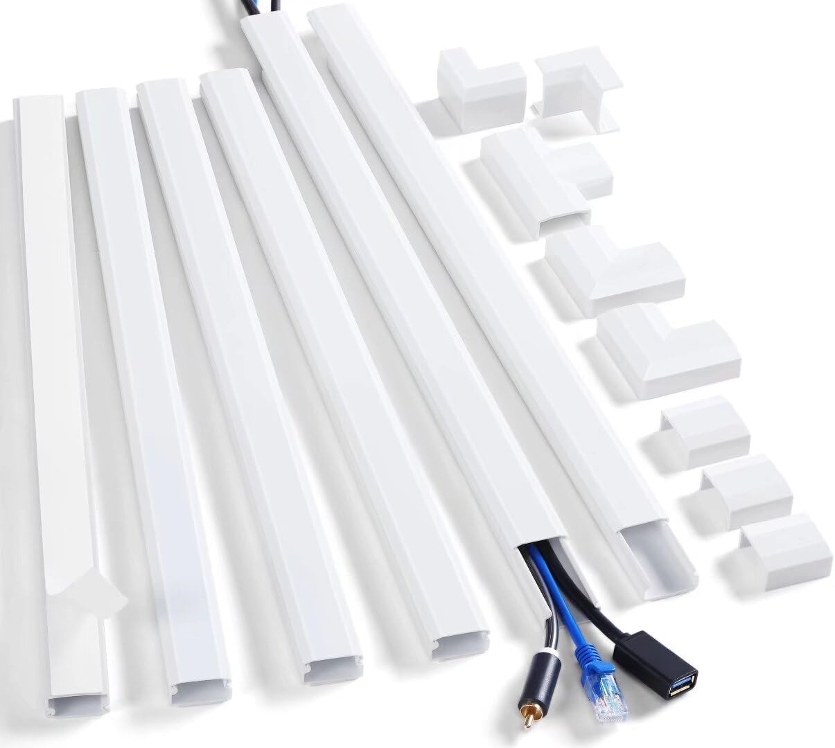 Black Cord Cover Wall Kit 94.5in Cable Raceway Concealer Wire Hider TV Mount