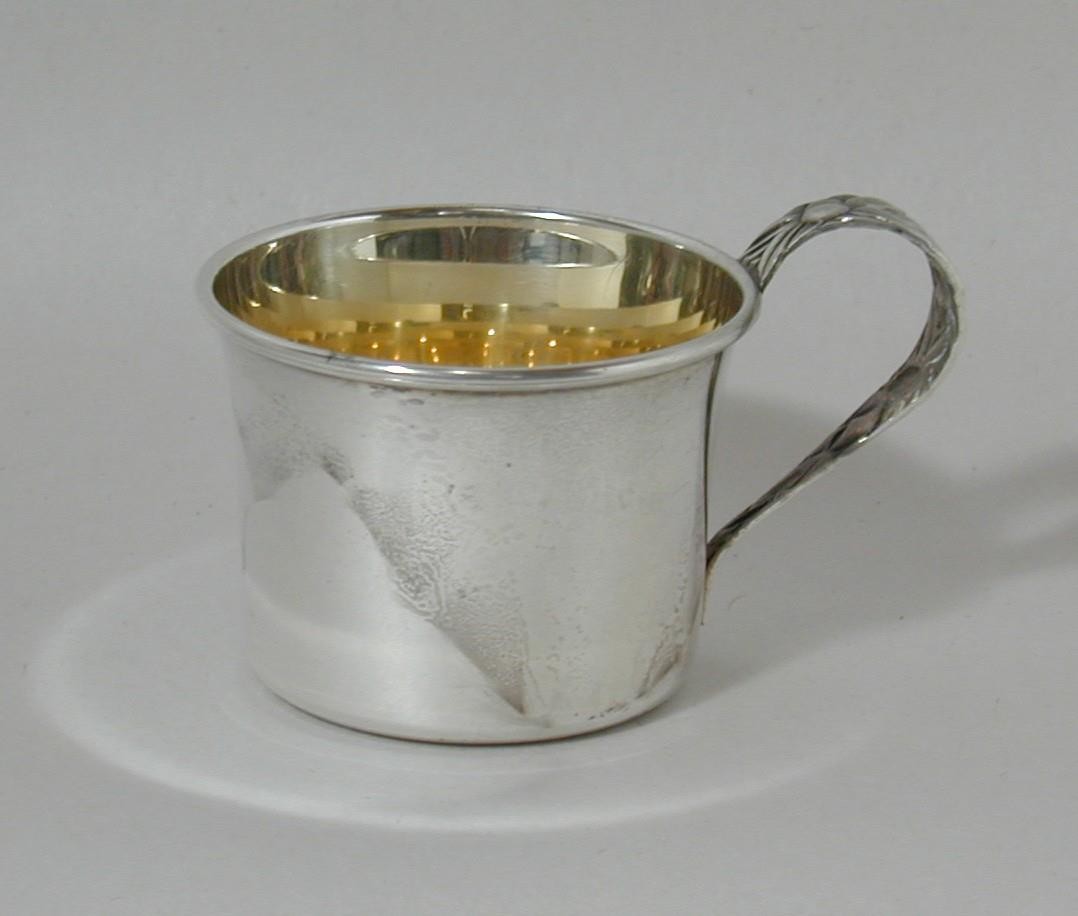 Antique Manchester Sterling 885 Art Nouveau Floral Fruit Baby Cup 925 Silver Vtg
