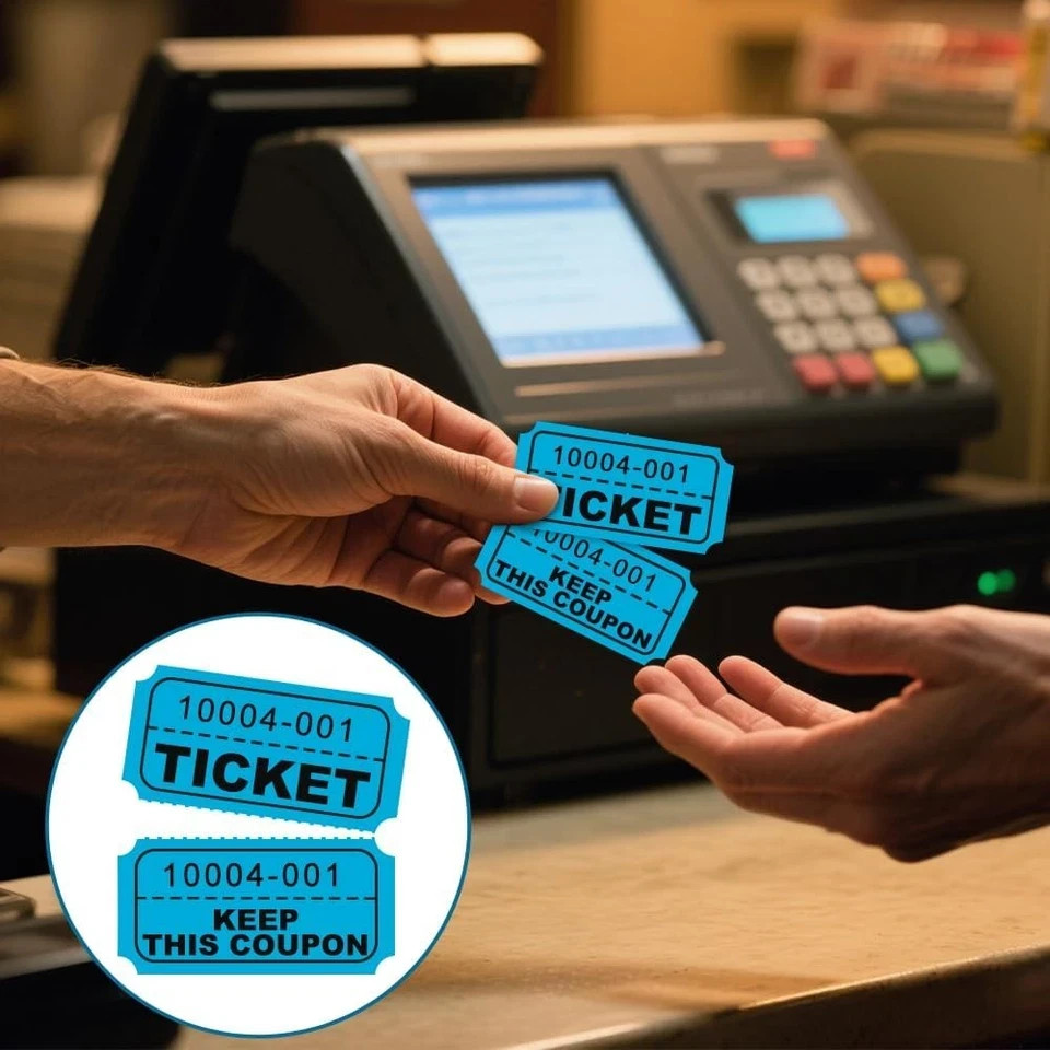 1000 Pcs Raffle Tickets Roll, 50/50 for Small, 5 Colors