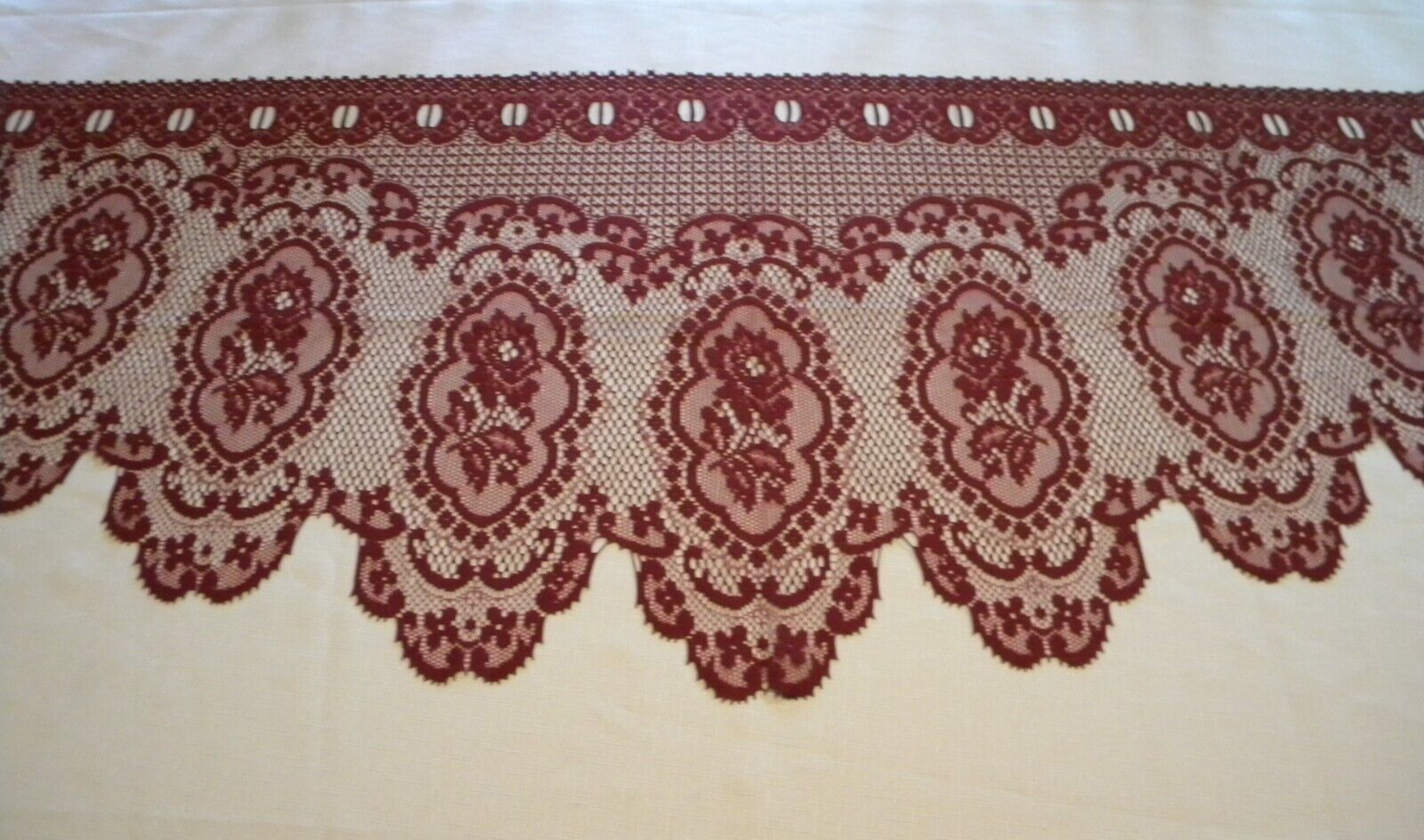 Discontinued Heritage Lace Cameo Rose 60" x 24" Burgundy Festoon Window Valance