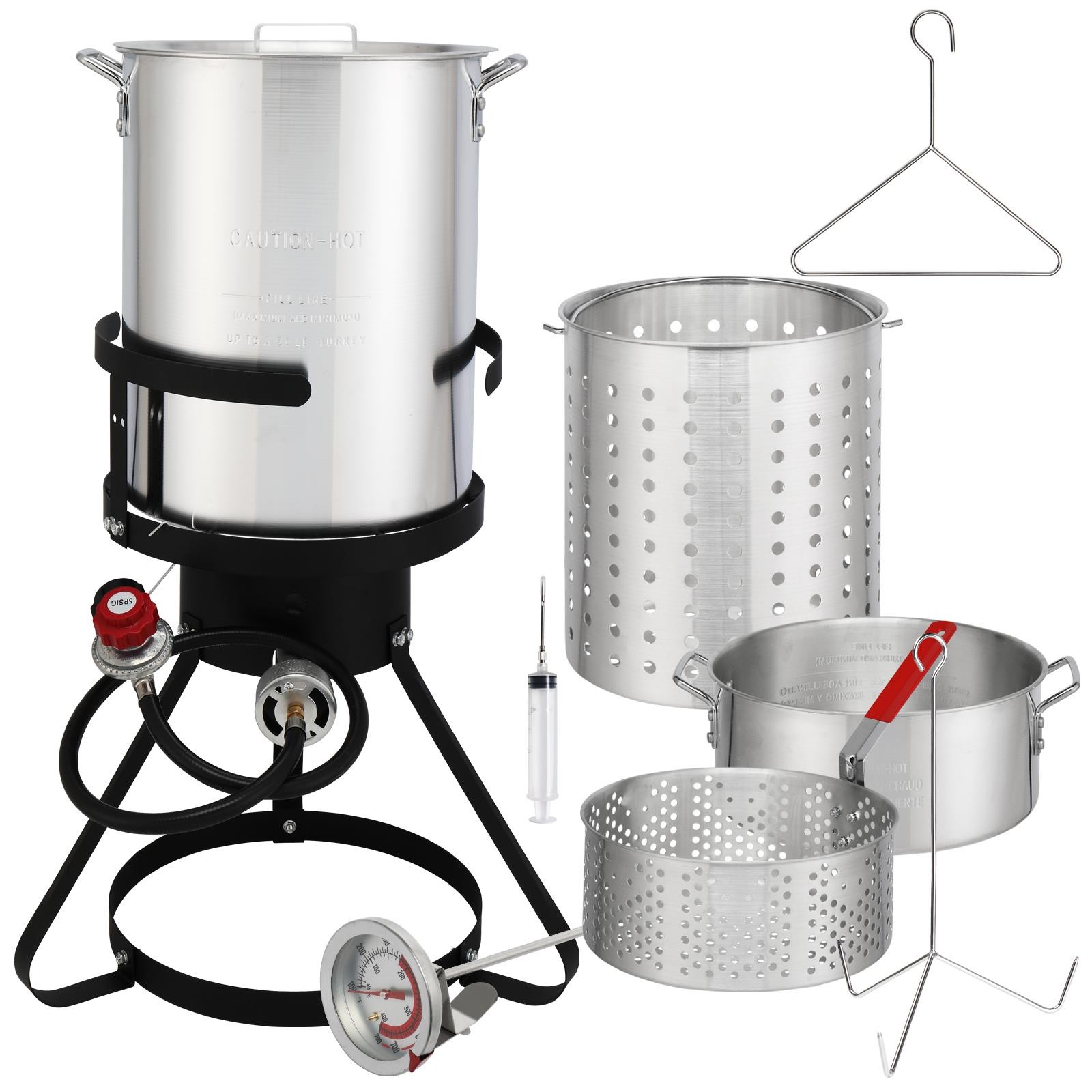 30QT Turkey & 10QT Fish Fryer Boiler Steamer Set 54,000 BTU Burner for Outdoor