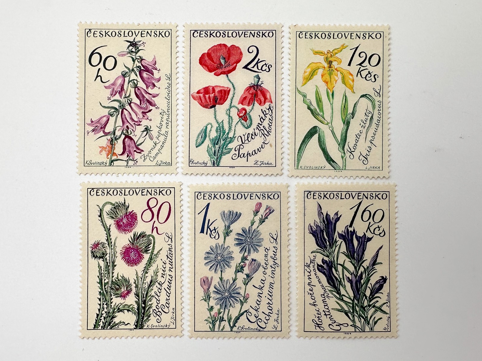 Postage Stamps Flora Fauna Czechoslovakia Vintage Set 19 pcs Birds Fishes Flower