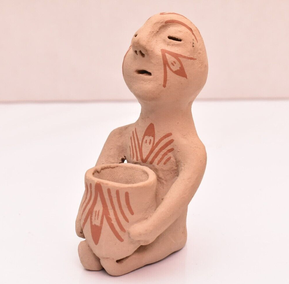 Vintage Tesuque Pueblo Native American New Mexico Pottery Rain God Figurine