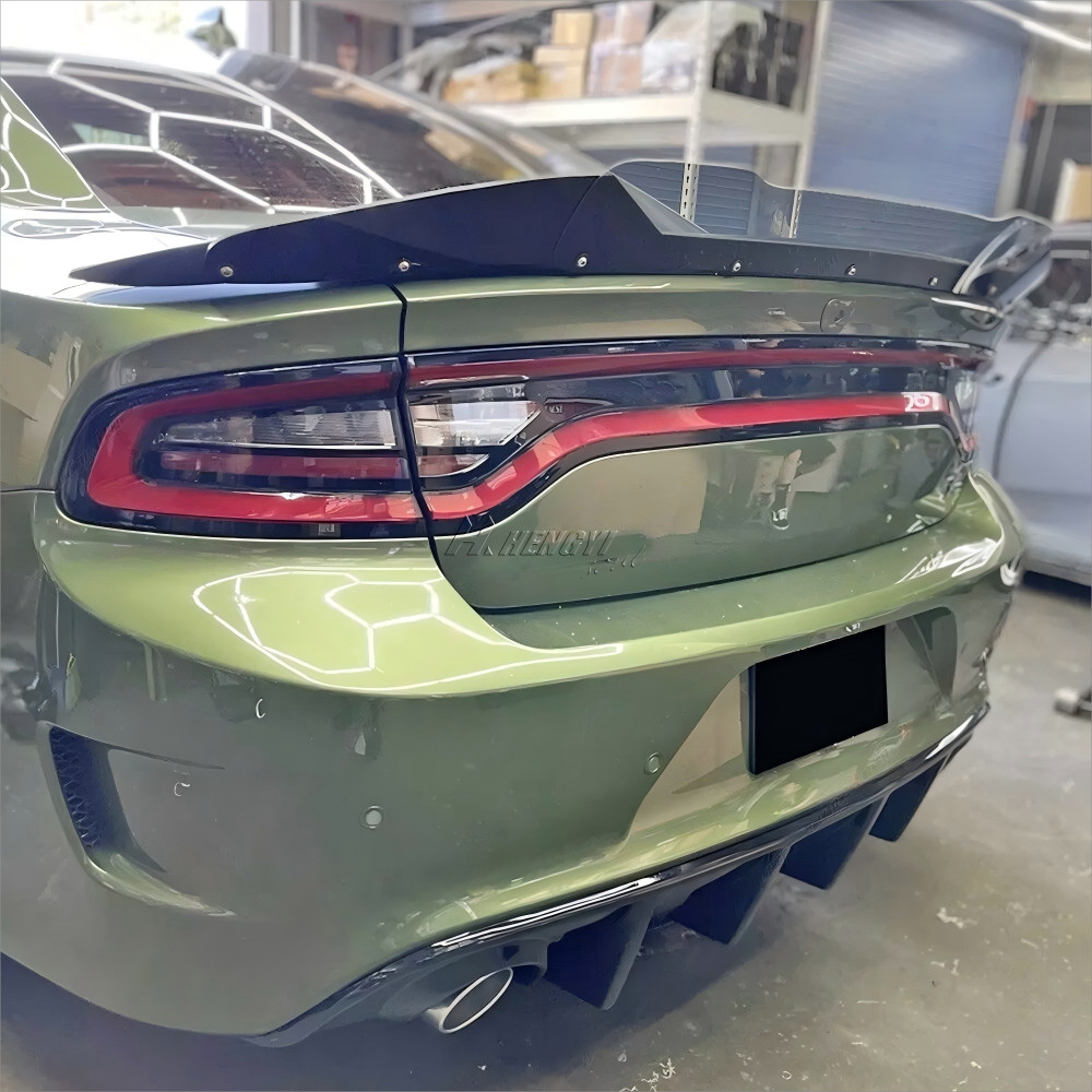Fit 15-23 Dodge Charger SRT 2 Pcs BK Decklid Spoiler Gurney Flap Wicker bill