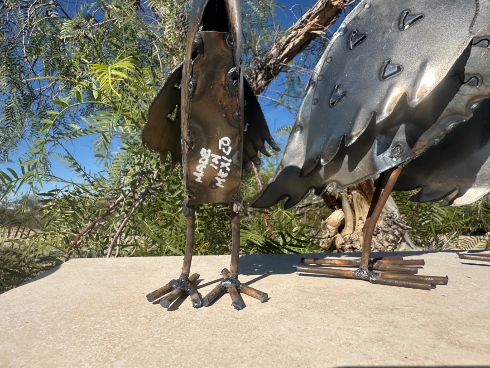 Handcrafted Rustic Metal Quail Yard Art