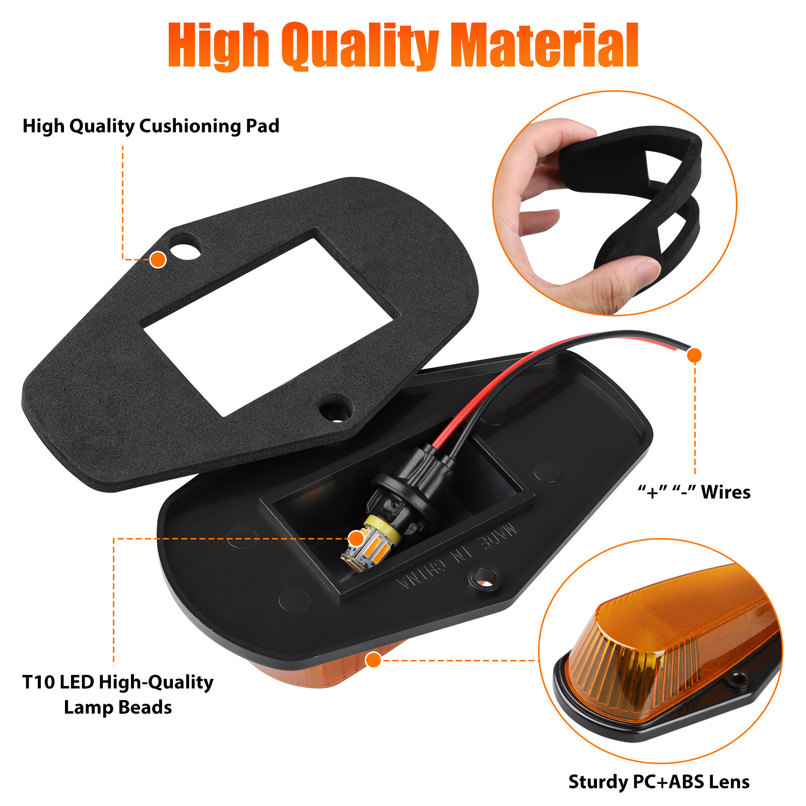 5Pcs For Ford F150 F250 F350 1980-1997 Amber LED Roof Top Cab Marker Lights Kit