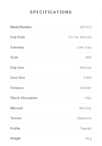 Set of 13 - Winn Golf - Dri-Tac Midsize Grip Dark Gray 6DT-DG