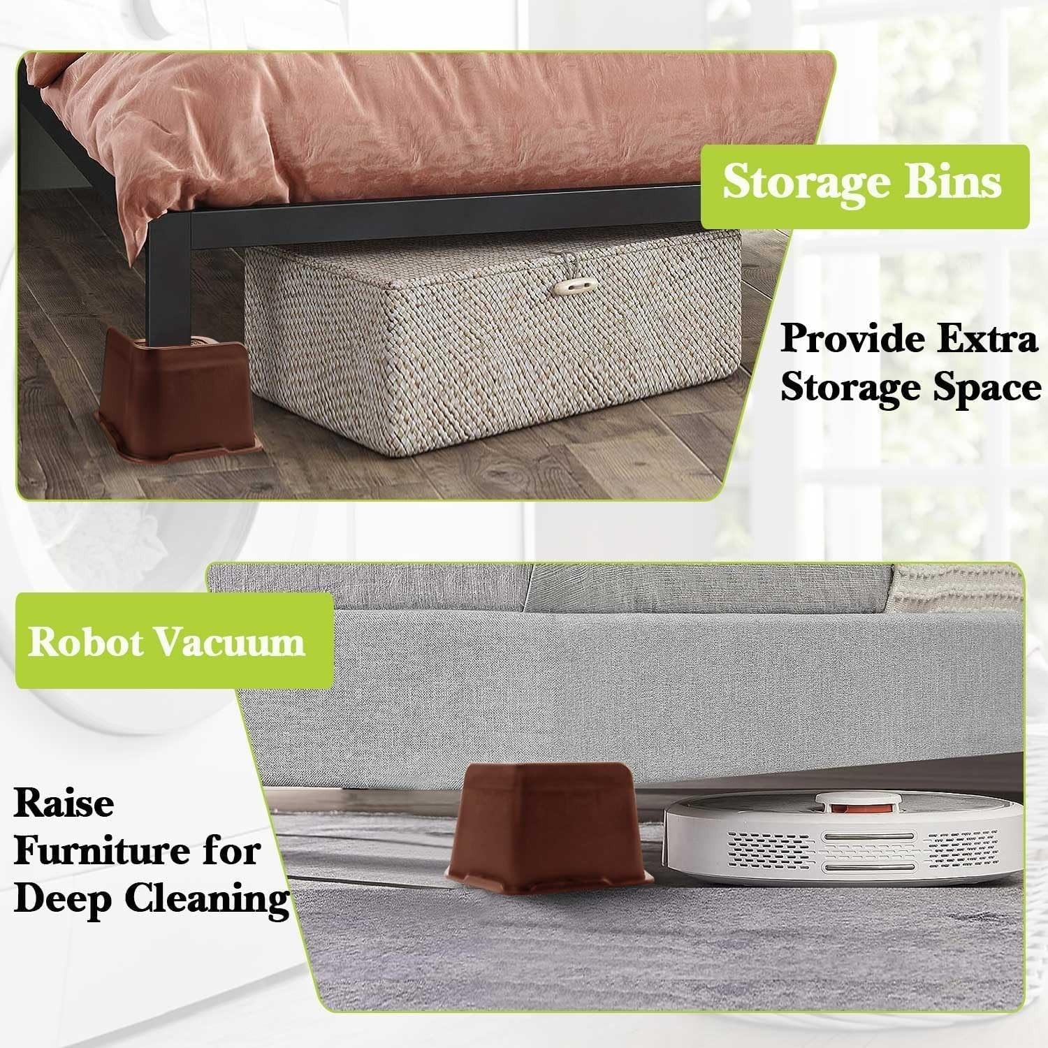 8 Pieces Bed Risers Heavy Duty, Furniture Risers Oversized Couch Leg ,6 inches