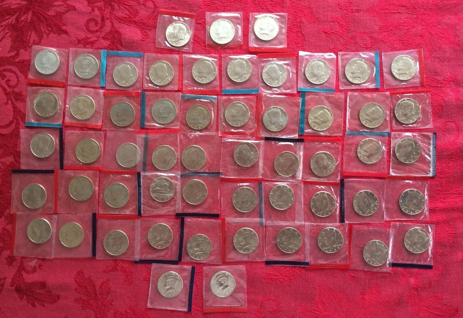 Brilliant Uncirculated 1968-1981 1984-1999 P + D Kennedy Half Dollar RUN /Cello