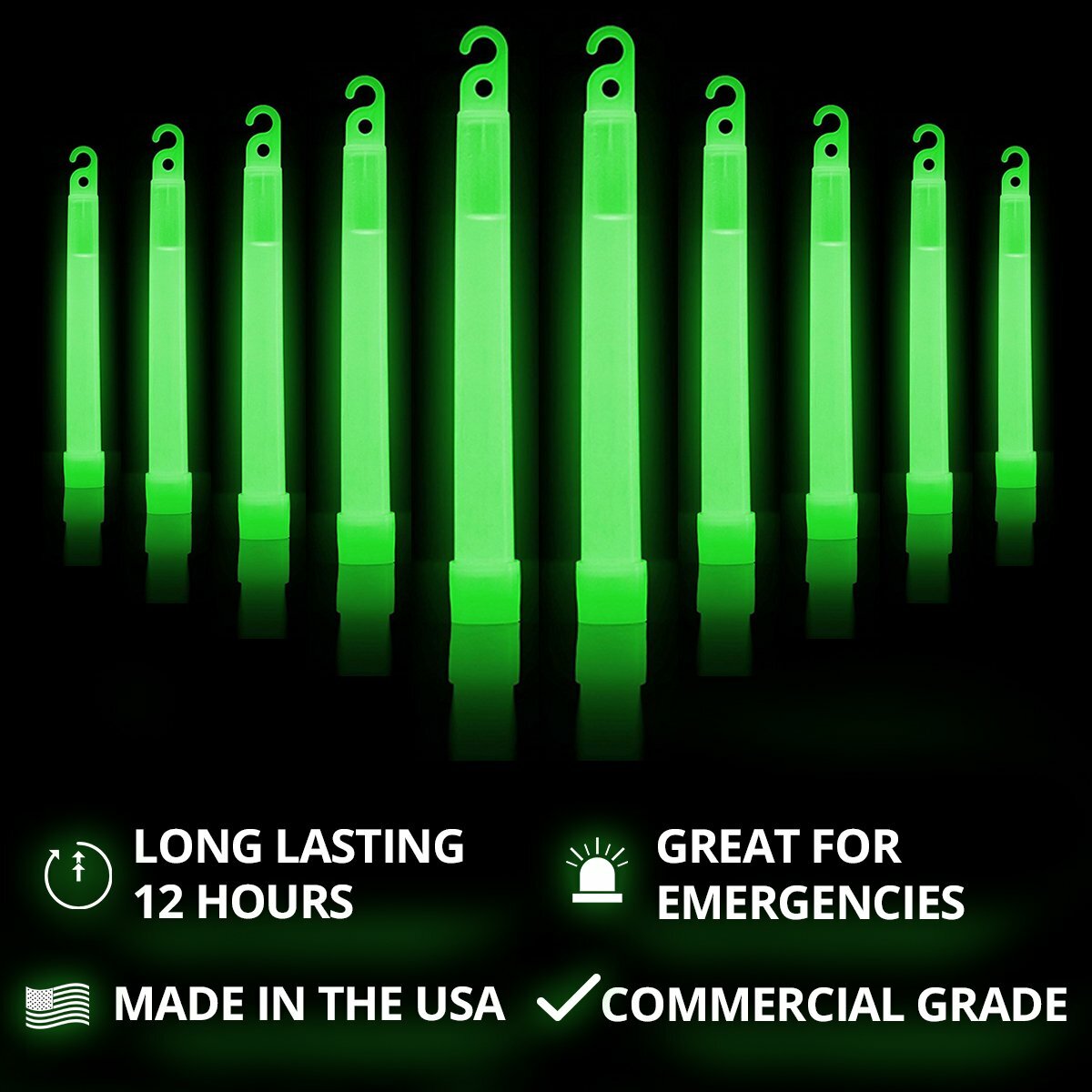 Lot of 8 Cyalume Military Light Sticks Green 6" 12 HR Prepper Survival EXP 2027
