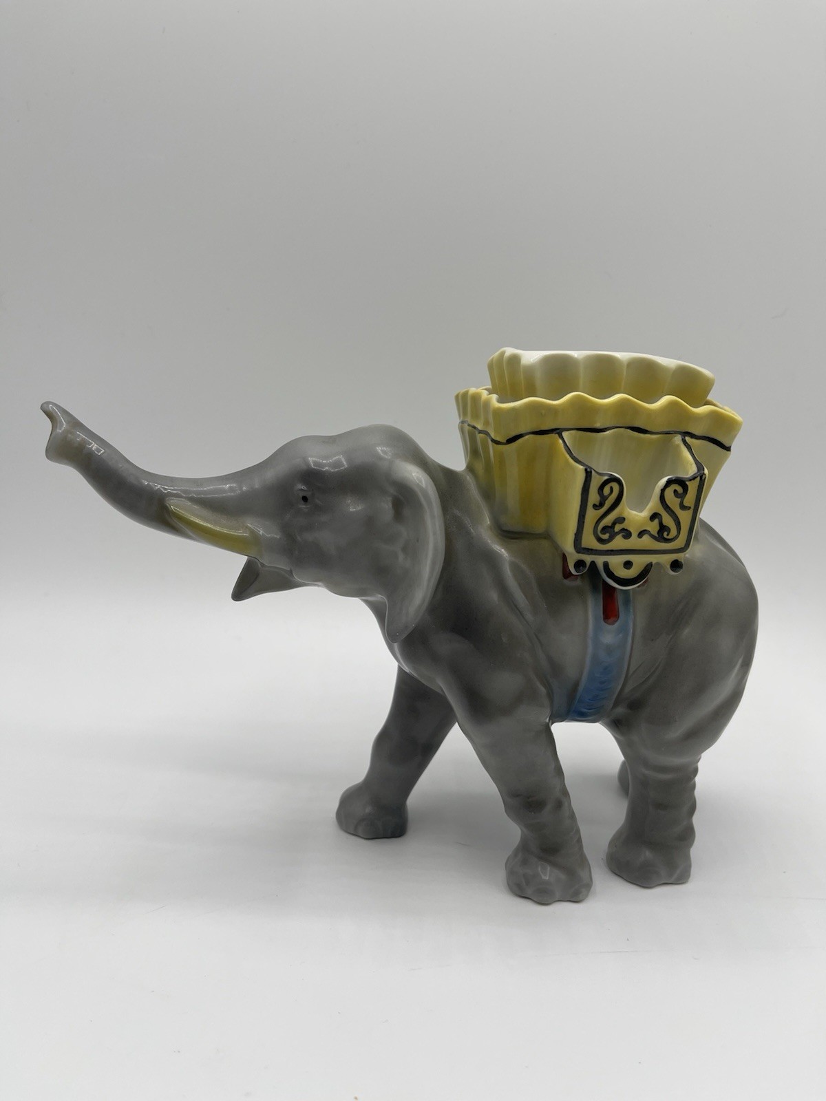 VTG MCM Elephant Handpainted Porcelain Cigarette Holder Figurine Bavaria Germany