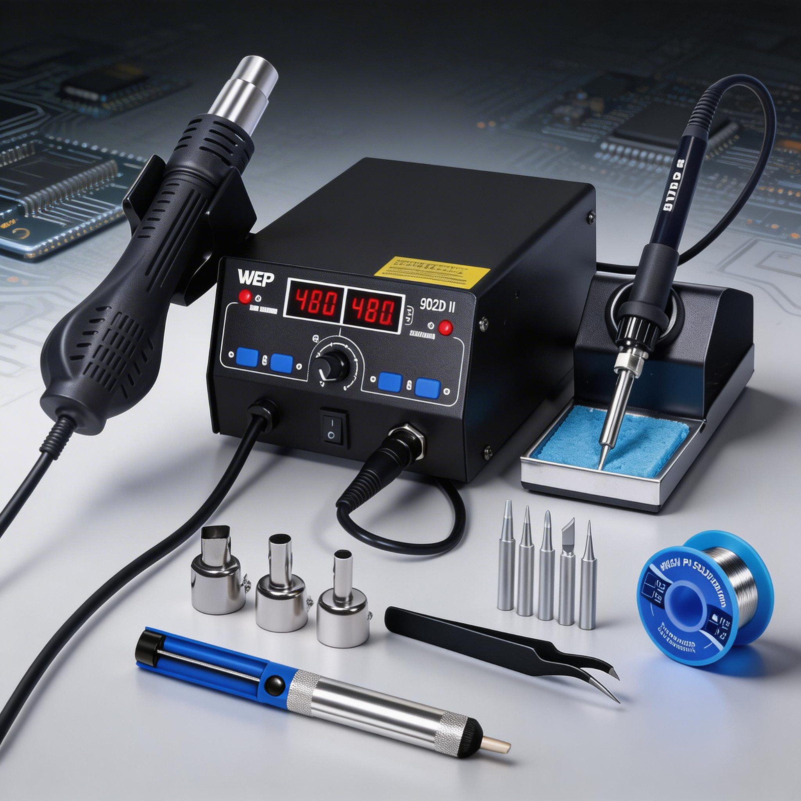 WEP 902D-II 2in1 Soldering Station Hot Air Gun Heat Rework SMD Welding Tool