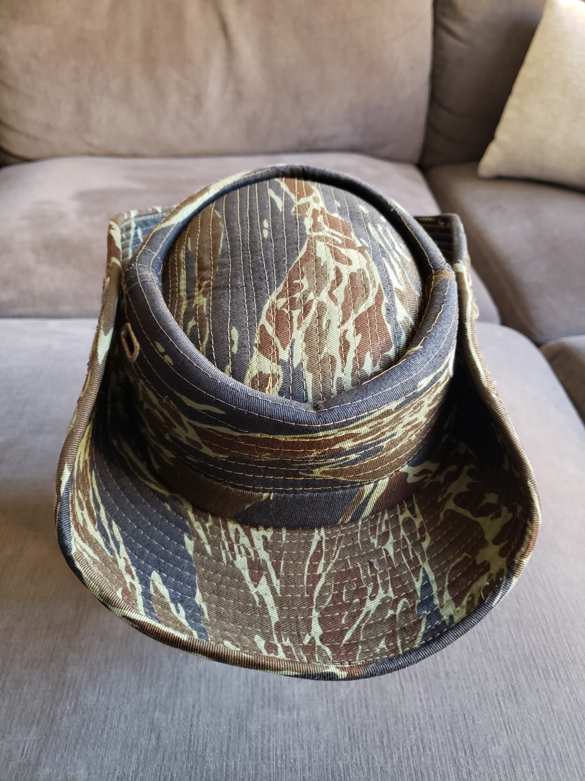 RARE! Vintage Vietnam War Era Nakhon Phanom Thailand Tiger Camo Boonie Bush Hat