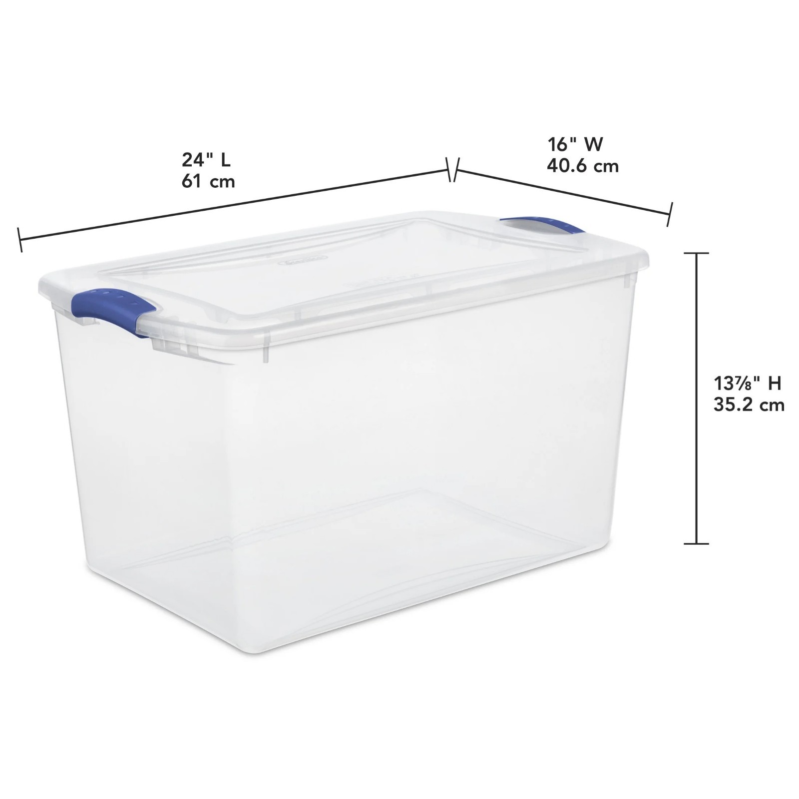 Large Storage Bin, 66 Quart Clear Plastic Storage Container with Latch Lid, Blue