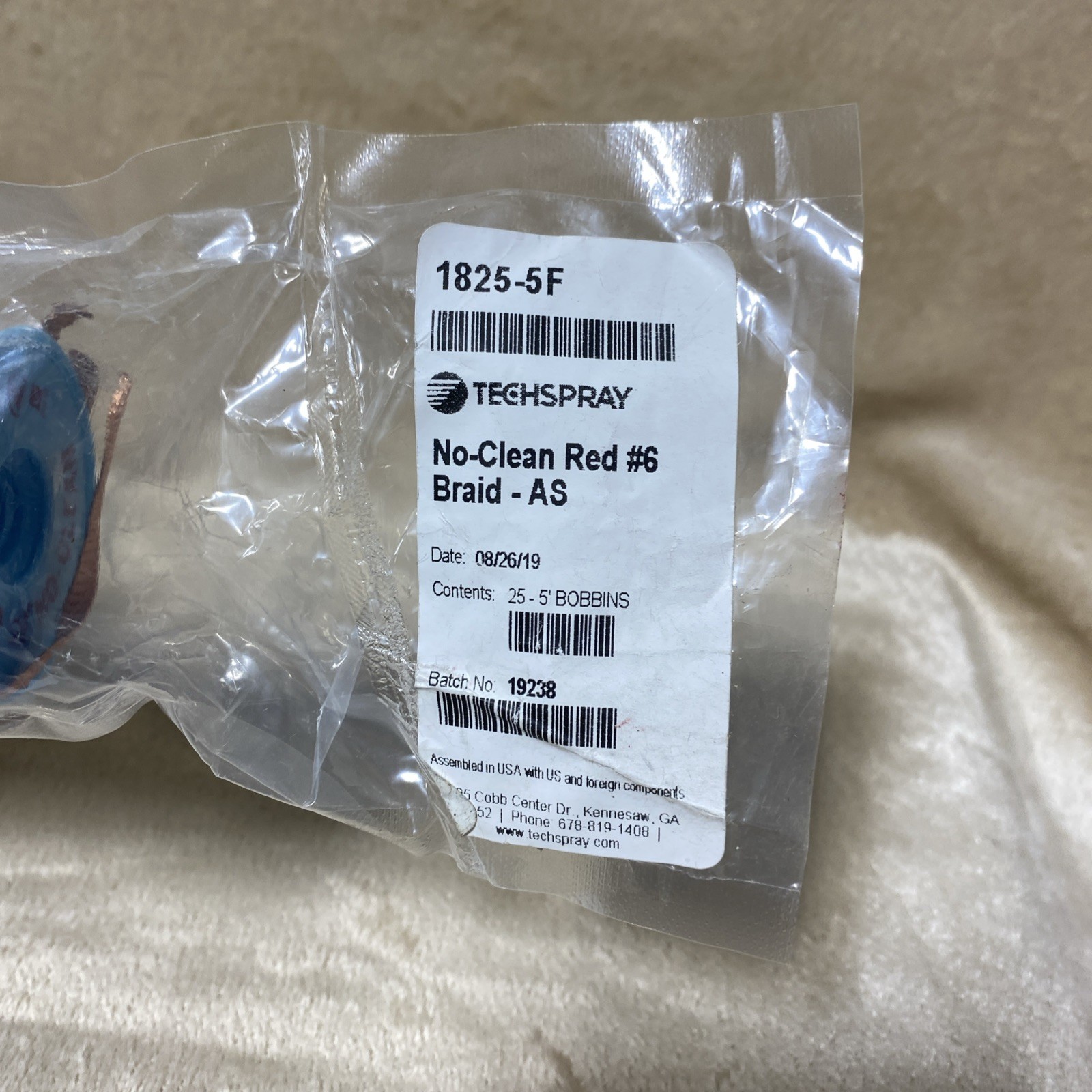 Techspray No-Clean Red #6 Braid - AS Desoldering Wick Each 0.193 Dia. 5’ Long