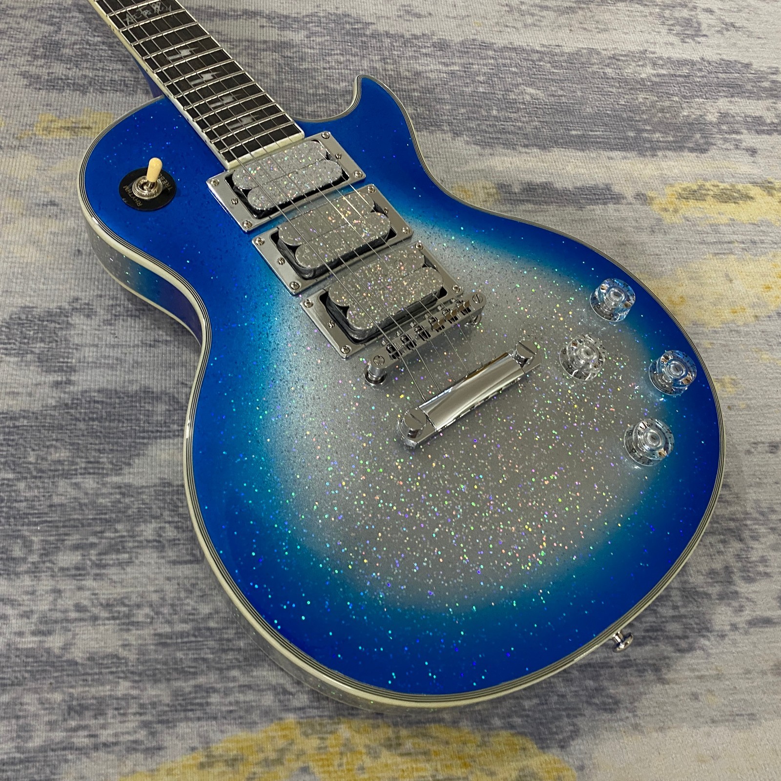 Custom LP Electric Guitar Blue Silver Ace Frehley Rosewood Fretboard 3H pickups