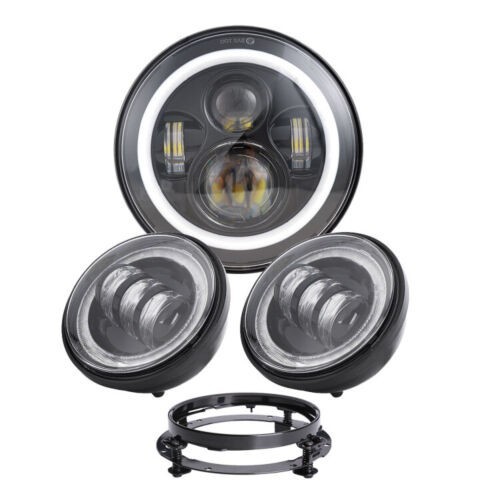 Passing Lights 7" LED Halo Projector Headlight Fit Harley Touring DRL Signal