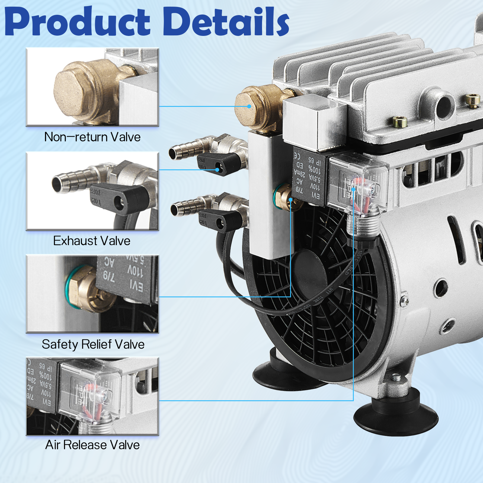 3/4 HP 5.2 CFM Large Pond Aerator + 200Feet Self Weighted Tube + 2 Diffusers Kit