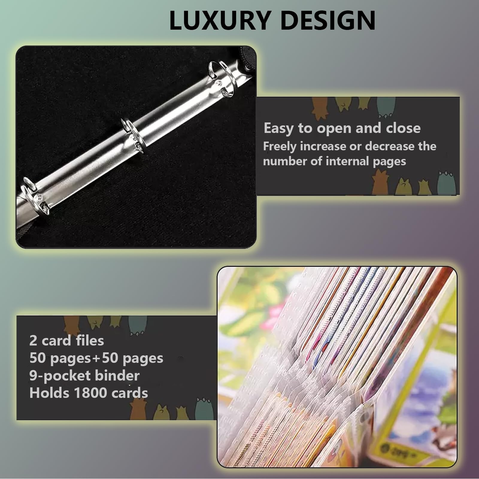 Alien B 2 Pack 9-Pocket Trading Card Binder 50 Sleeves Waterproof 900 Cards