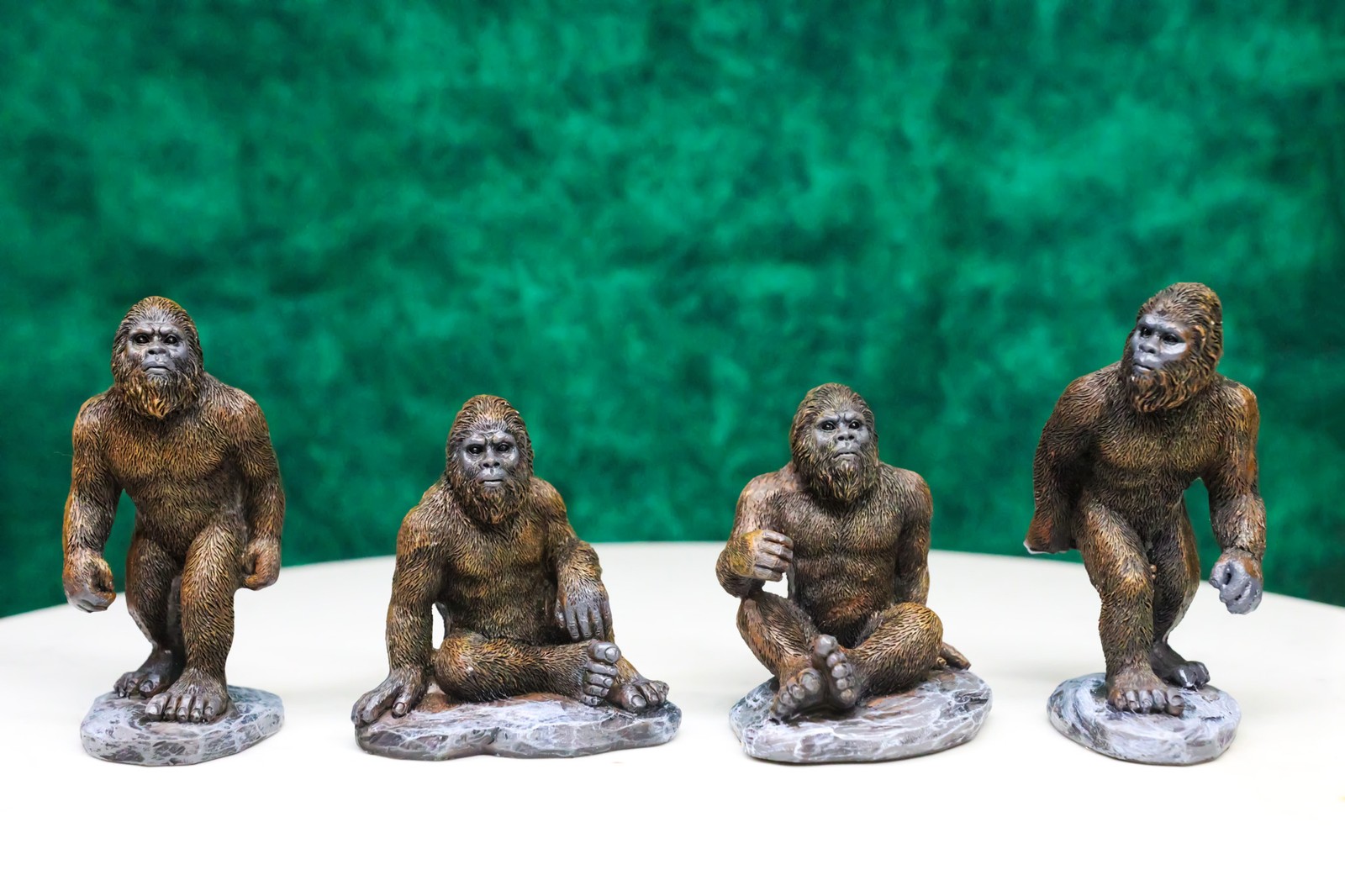 Set of 4 Forest Mythical Creature Sasquatch Big Foot Cryptid Apes Figurines