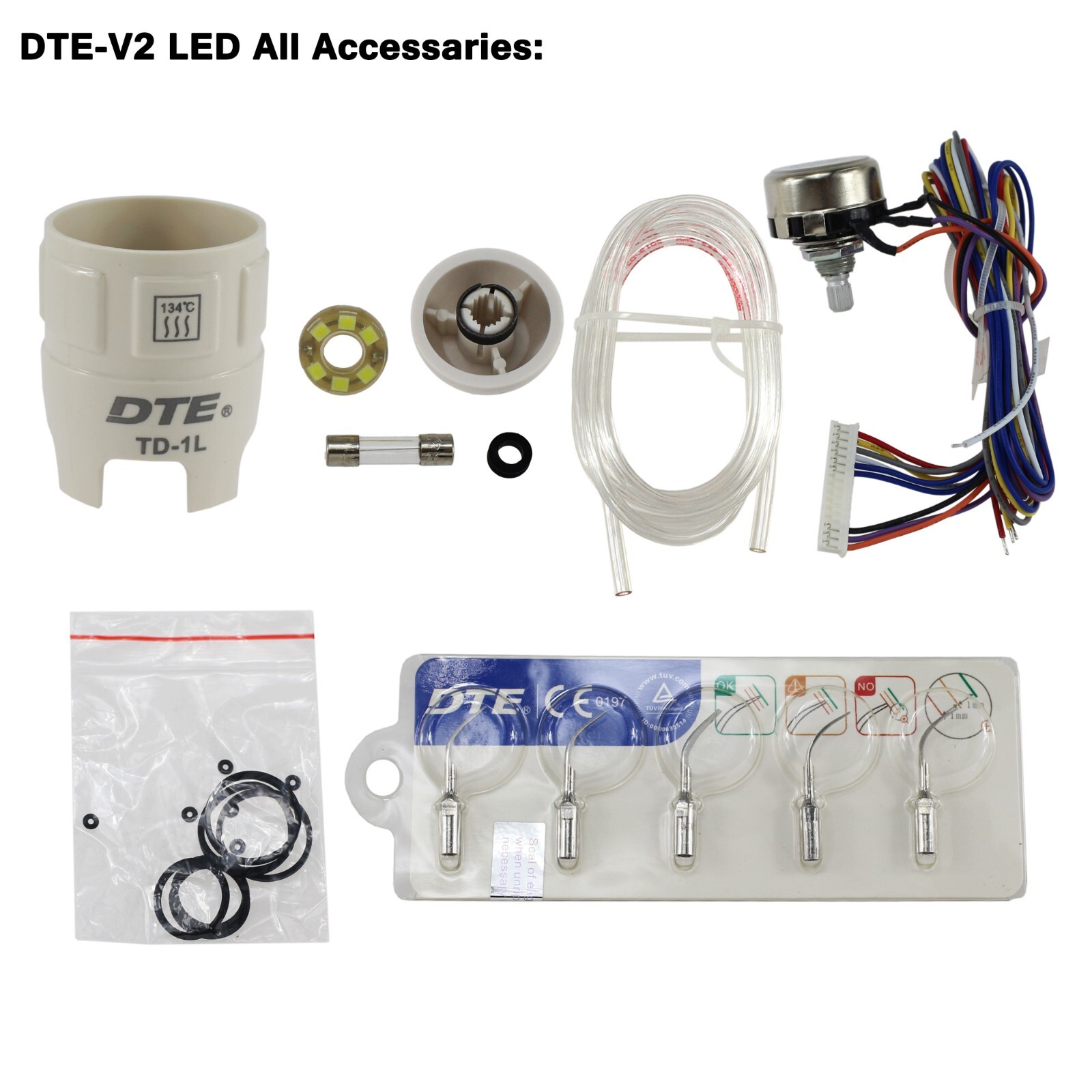 Woodpecker DTE Dental Ultrasonic Scaler Piezo Tips HD-7L Handpiece DTE-V2 LED