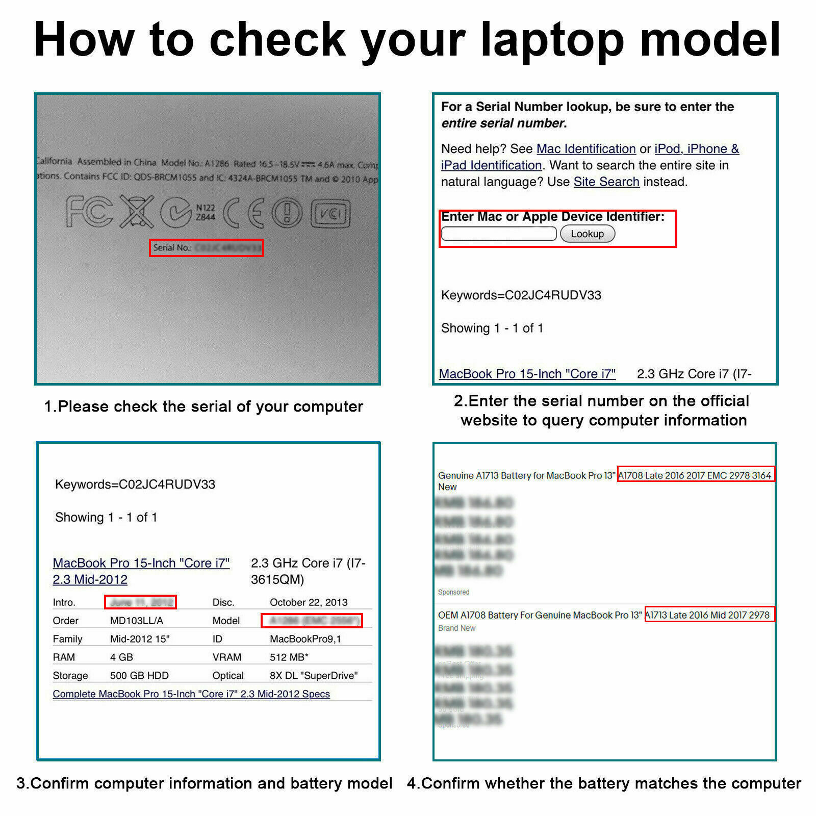 ✅A1708 A1713 Battery/Charger for Apple MacBook Pro 13’’ Late 2016/ 2017 EMC 3164