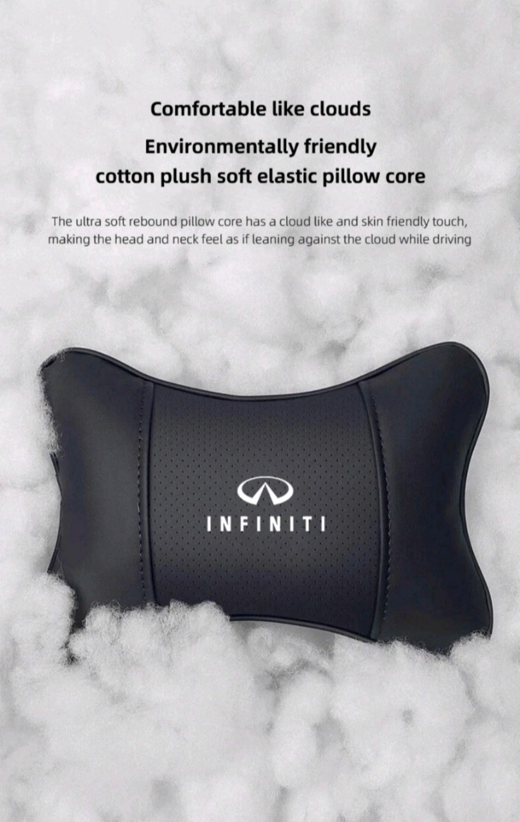 2 Pcs Black Headrest Neck Pillow For Infiniti Logo QX55 QX50 QX60 QX80 Q50 Q70L