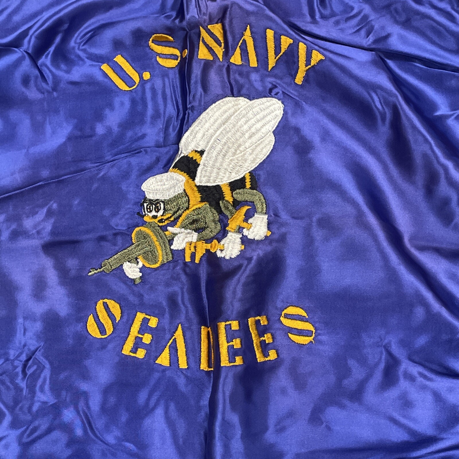 Vtg Authentic Seabees Banner - Hawaii Theater Made Pillow Cases Set Rare WWII