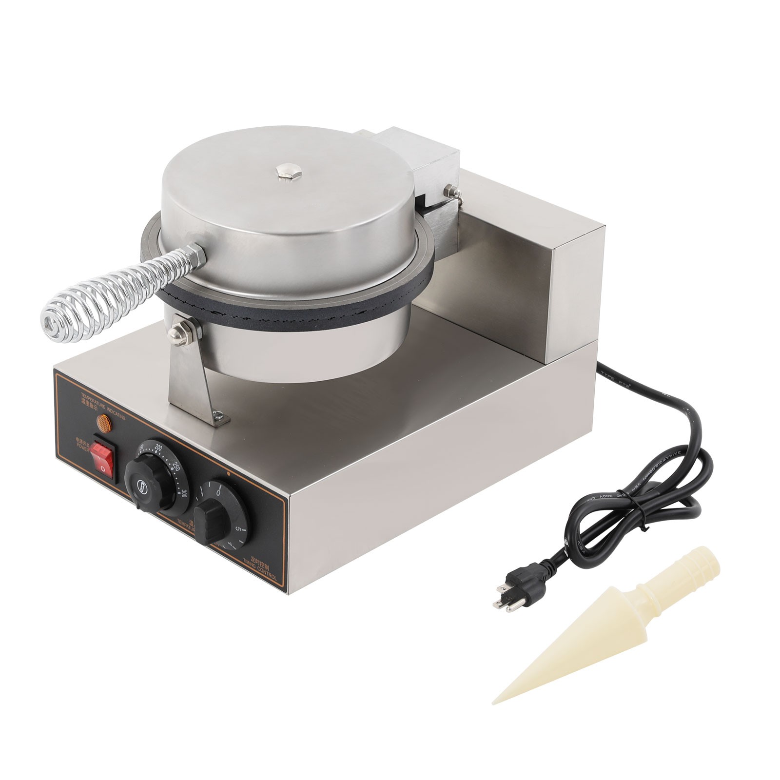 Commercial Electric Waffle Cone Maker 1200W Egg Roll Machine w/ Cone Mold