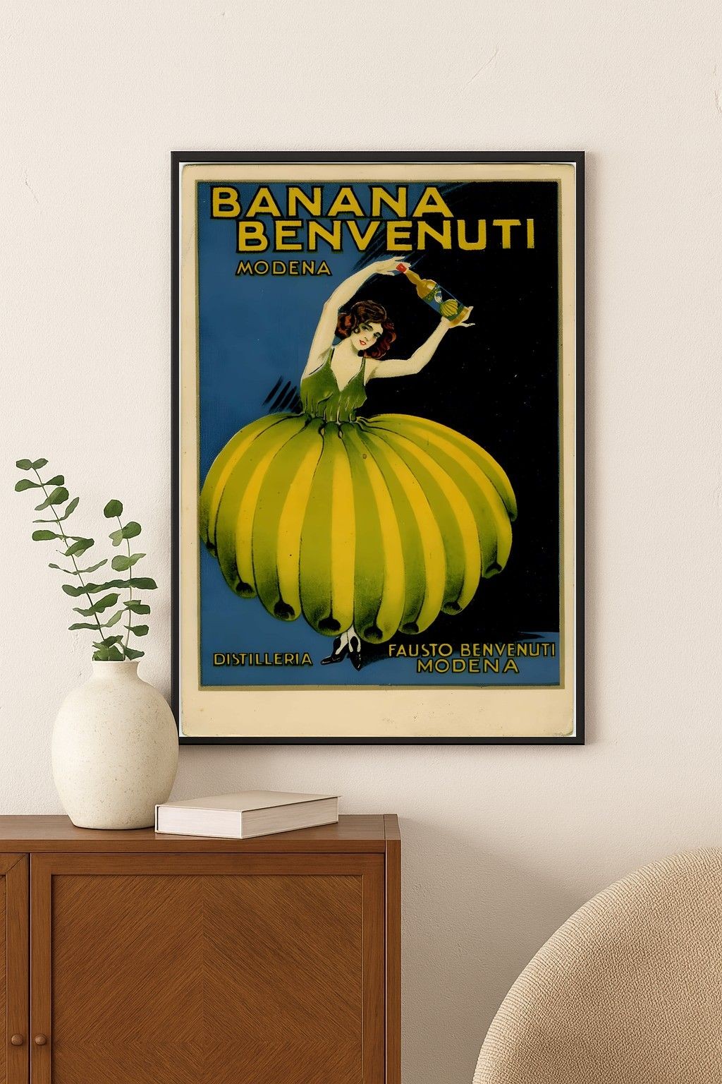 🍌 Banana Benvenuti Modena Poster - Retro 1920s Art Print 24x36” - 200 GSM
