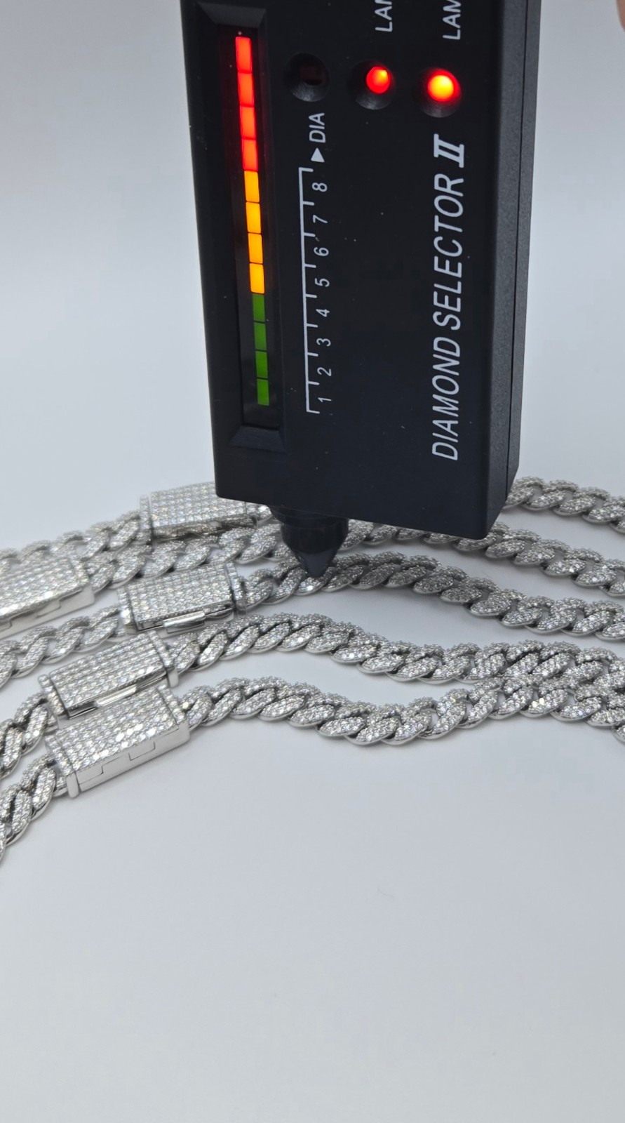 Genuine MOISSANITE Miami Cuban Chain Necklaces 6mm, 925 Sterling Silver, Icey